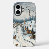 ウィンタービレッジスノイ素朴タウンシーンノスタルジック Case-Mate iPhoneケース (裏面)