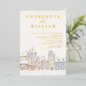 ウィンタービレッジタウンクリスマスホリデ結婚ーズ 箔招待状 (立ち正面)