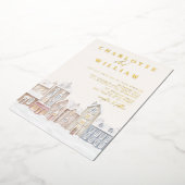 ウィンタービレッジタウンクリスマスホリデ結婚ーズ 箔招待状 (回転した状態)