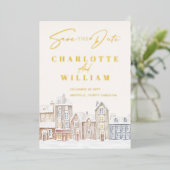 ウィンタービレッジタウンスノーホリデイザデイト 箔招待状 (立ち正面)