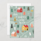 ウィンタービレッジニューイヤー – 快適なスタート シーズンポストカード (正面/裏面)
