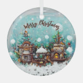 ウィンタービレッジフェアユータリーハウススノーフレーク ガラスオーナメント (正面)
