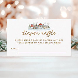 ウィンタービレッジベビーシャワーおむつラッフルチケット エンクロージャーカード