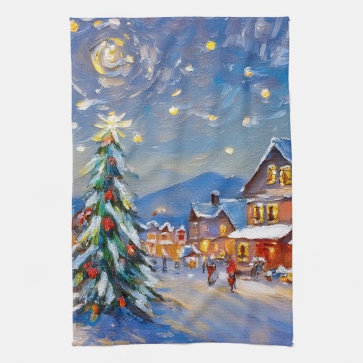 ウィンタービレッジホリデイ キッチンタオル (縦)