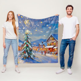 ウィンタービレッジホリデイ フリースブランケット