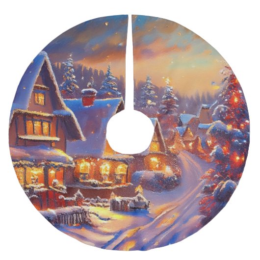 ウィンタービレッジホリデイ ブラッシュドポリエステルツリースカート (正面)