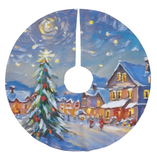 ウィンタービレッジホリデイ ブラッシュドポリエステルツリースカート (正面)