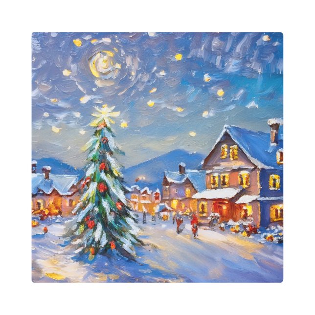 ウィンタービレッジホリデイ メタルプリント (正面)