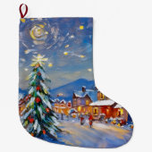 ウィンタービレッジホリデイ ラージクリスマスストッキング (正面)