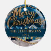 ウィンタービレッジメリークリスマスカスタムファミリー名 セラミックオーナメント (裏面)