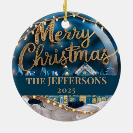 ウィンタービレッジメリークリスマスカスタムファミリー名 セラミックオーナメント (裏面)