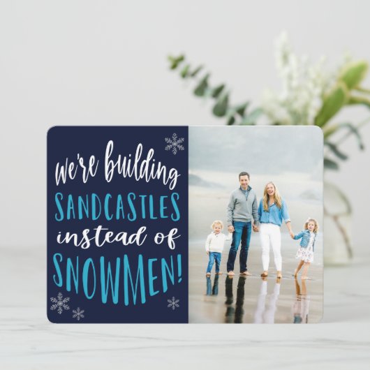 ウィンタービーチクリスマスフォトフラットホリデーカード シーズンカード (スタンド正面)