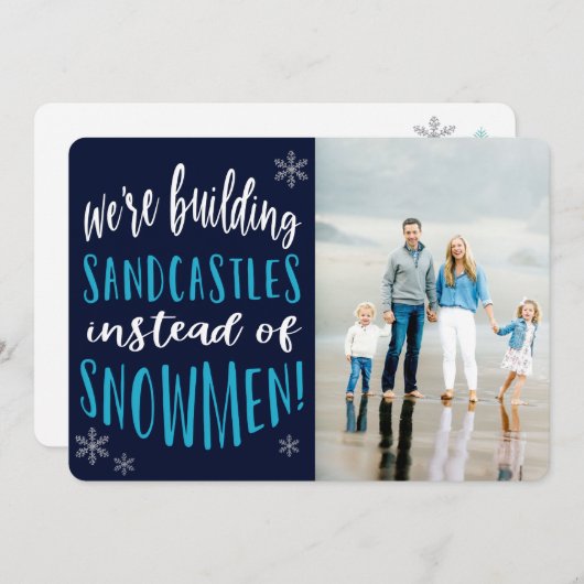 ウィンタービーチクリスマスフォトフラットホリデーカード シーズンカード (正面/裏面)