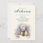 ウィンタービーブエルミン – 誕生日招待状カード 招待状 (正面)