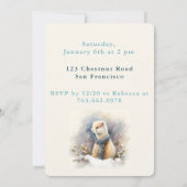 ウィンタービーブエルミン – 誕生日招待状カード 招待状 (裏面)