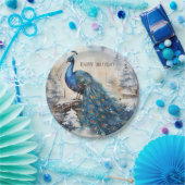 ウィンタービーブスウォーターカラーピーコック – 誕生日 ペーパープレート (パーティー)