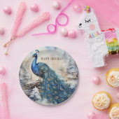 ウィンタービーブスウォーターカラーピーコック – 誕生日 ペーパープレート (パーティー)