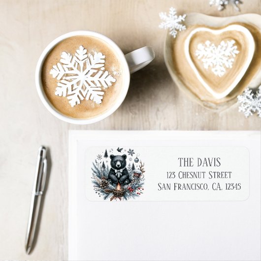 ウィンタービーブスウォーターカラーブラックベア差出人住所 ラベル