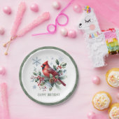 ウィンタービーブスノーザン(鳥)ショウジョウコウカンチョウ-誕生日 ペーパープレート (パーティー)