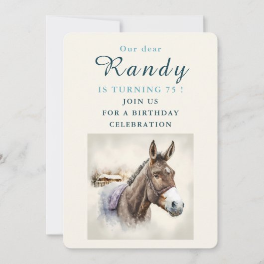 ウィンタービーブズドンキー – 誕生日招待状カード 招待状 (正面)