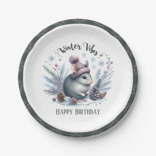 ウィンタービーブズマウス – 誕生日 ペーパープレート (正面)