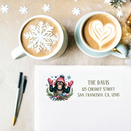 ウィンタービーブチンパンジー – 差出人住所 ラベル