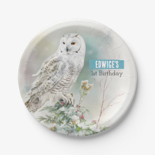 ウィンタービーブフクロウ – 誕生日パーティー –  ペーパープレート (正面)
