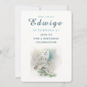 ウィンタービーブフクロウ – 誕生日招待状カード 招待状 (正面)