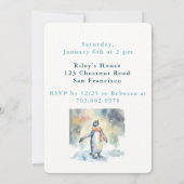 ウィンタービーブペンギン – 誕生日招待状カード 招待状 (裏面)