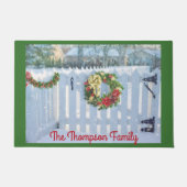 ウィンターピケットフェンスアンドホリデイリース ドアマット (正面)