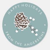 ウィンターピネコンカスタムクリスマスをテーマにした ラウンドシール (正面)