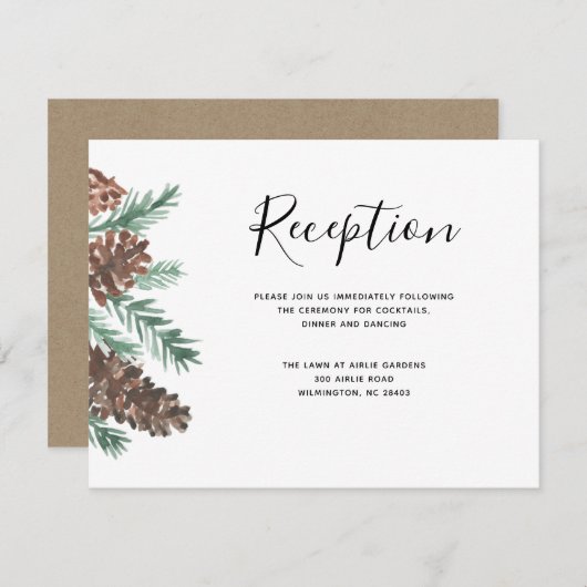 ウィンターピネコン | ウェディングレセプション詳細 エンクロージャーカード (正面/裏面)