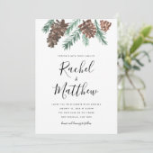 ウィンターピネコーンウォーターカラー結婚式招待状 招待状 (スタンド正面)