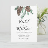 ウィンターピネコーンウォーターカラー結婚式招待状 招待状 (スタンド正面)