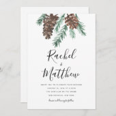 ウィンターピネコーンウォーターカラー結婚式招待状 招待状 (正面/裏面)