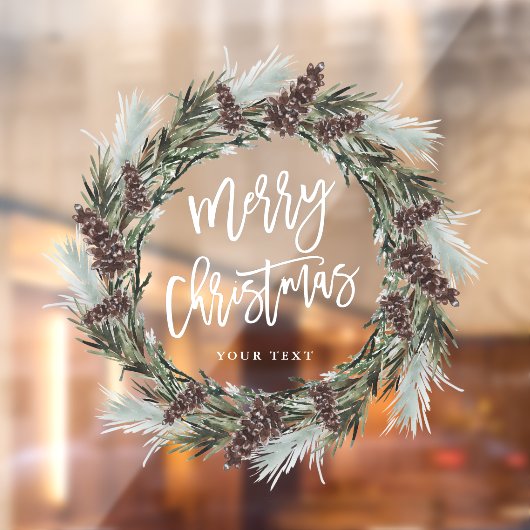 ウィンターピネコーンリースメリークリスマスホリデー ウィンドウサイン (シート2)