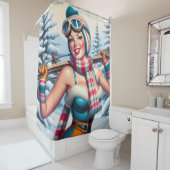 ウィンターピンアップガール シャワーカーテン (インサイチュ)