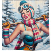 ウィンターピンアップガール シャワーカーテン (正面)