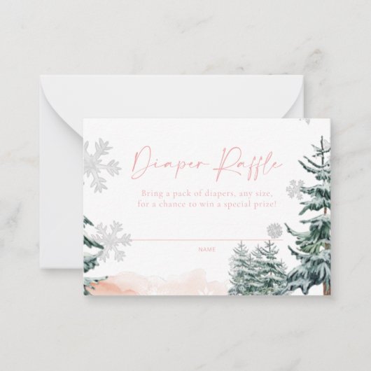 ウィンターピンクおむつラッフルカード ノートカード (正面)