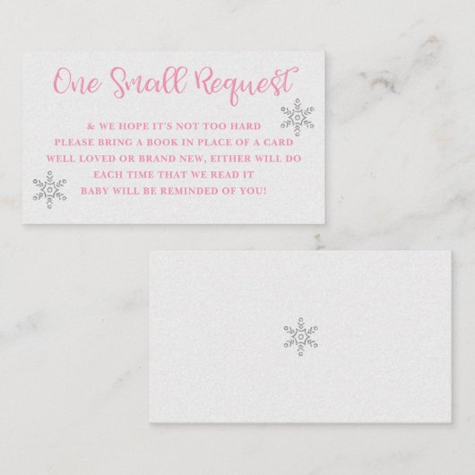 ウィンターピンクとシルバーのブックリクエストカード 名刺 (正面/裏面)