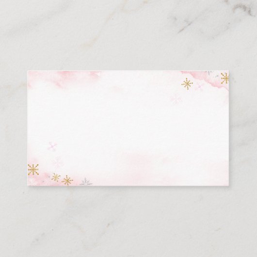 ウィンターピンクのウッドランド動物の女の子おむつラッフル エンクロージャーカード (裏面)