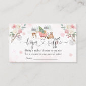 ウィンターピンクのウッドランド動物の女の子おむつラッフル エンクロージャーカード (正面)