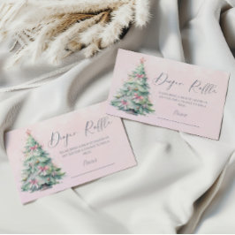 ウィンターピンクのクリスマスツリーおむつラッフルチケット エンクロージャーカード