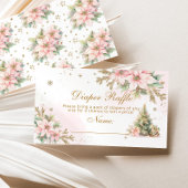 ウィンターピンクのクリスマスツリーおむつラッフルチケット エンクロージャーカード