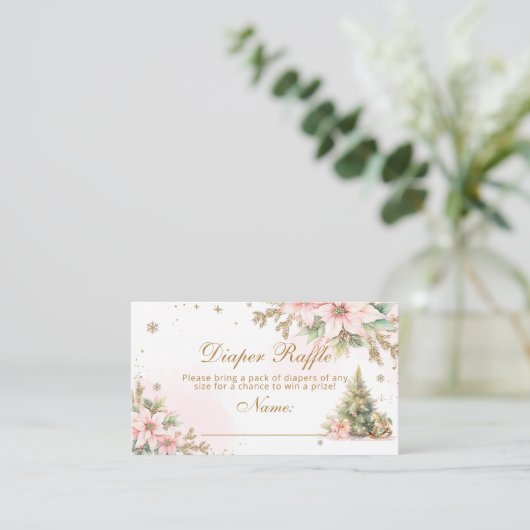 ウィンターピンクのクリスマスツリーおむつラッフルチケット エンクロージャーカード (スタンド正面)