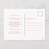 ウィンターピンクのクリスマスドア新しいホームムービング シーズンポストカード (裏面)