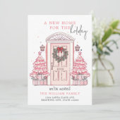 ウィンターピンクのクリスマスドア新しいホームムービング 案内状 (スタンド正面)