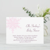 ウィンターピンクのスノーフレークベビーシャワー招待状 招待状 (スタンド正面)