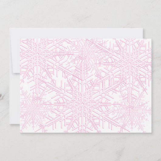 ウィンターピンクのスノーフレークベビーシャワー招待状 招待状 (裏面)