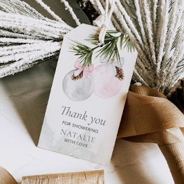 ウィンターピンクの女の子の赤ちゃんシャワーありがとう ギフトタグ